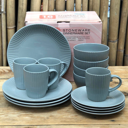 Russel 16pcs Set Stoneware(4pcsDinner10.75inch,4pcs Salad8inch,4pcs Bowl 5.75x3inch & 4pcsMug460 ml)