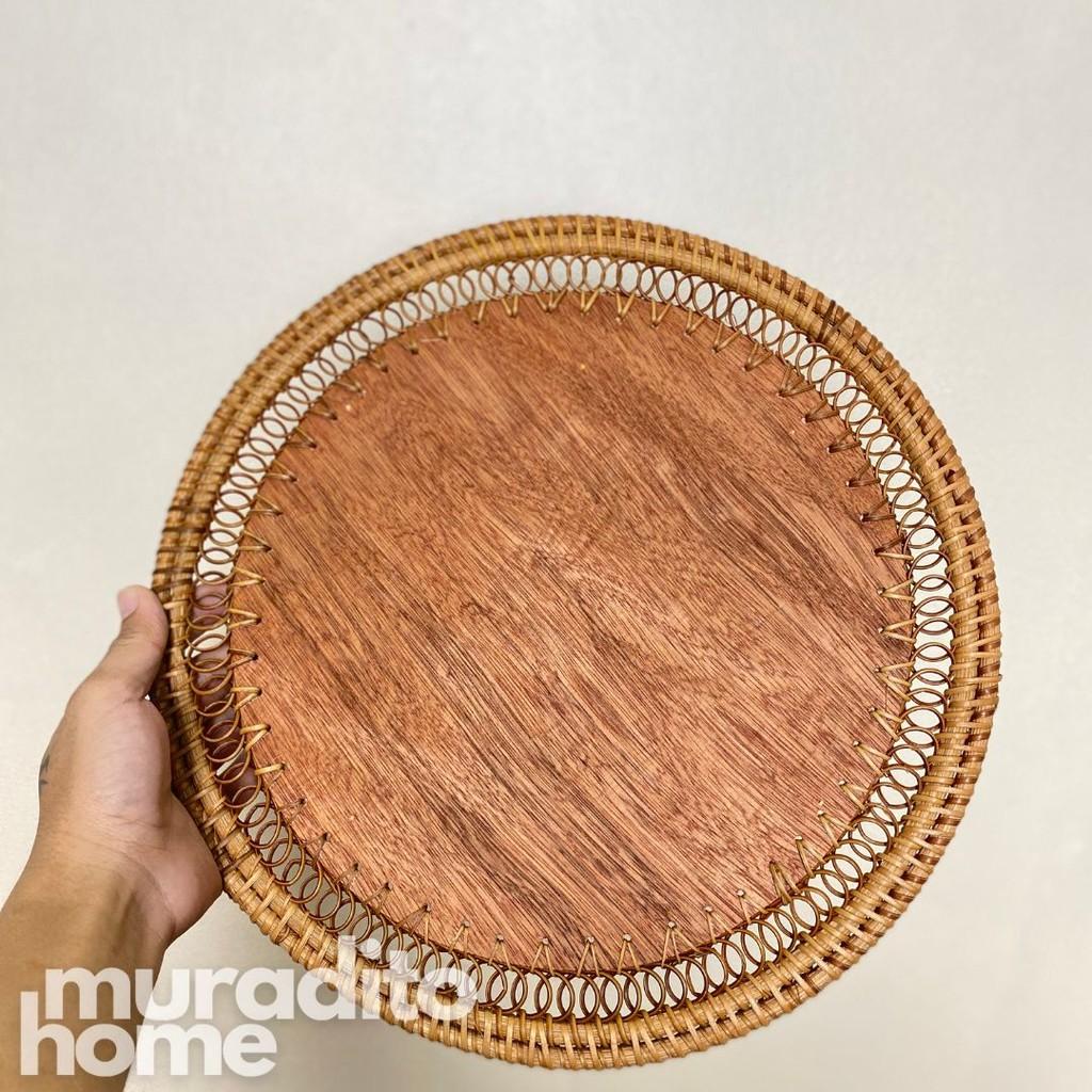MURADITOHOME Luntian Rattan Placemat With Wood 13.5"