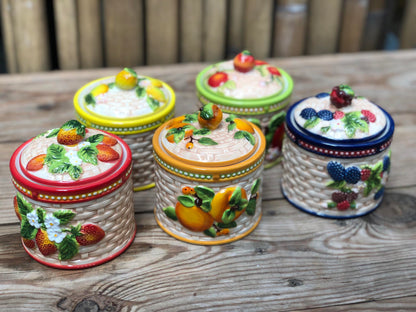 Fruit Ceramic Cannister Colorful 4x4.5 inch