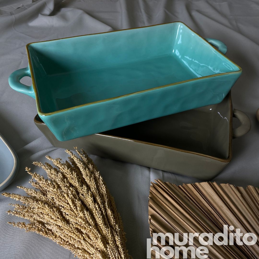 Ceramic Serving Dish with Handle 15x8x3 inches