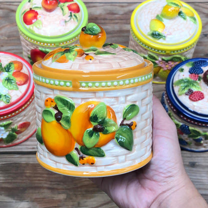 Fruit Ceramic Cannister Colorful 4x4.5 inch