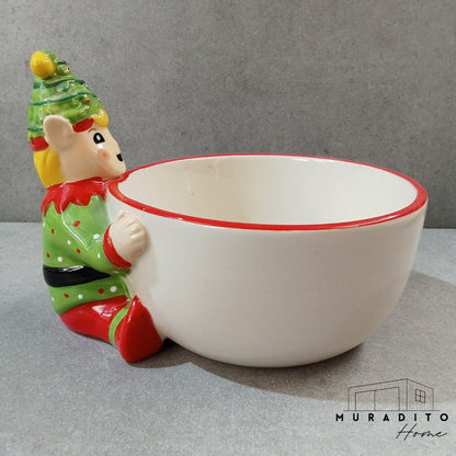 MURADITOHOME Holiday Christmas Bowl 8x6.5x3 inch