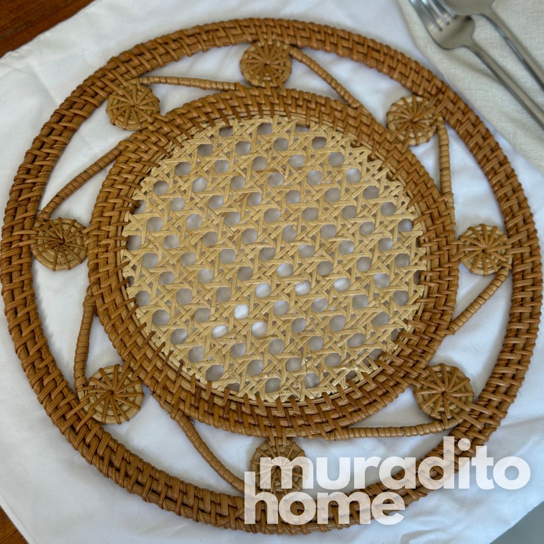 MURADITOHOME Mayumi & Mutya Local Rattan Placemats 13 inches Native