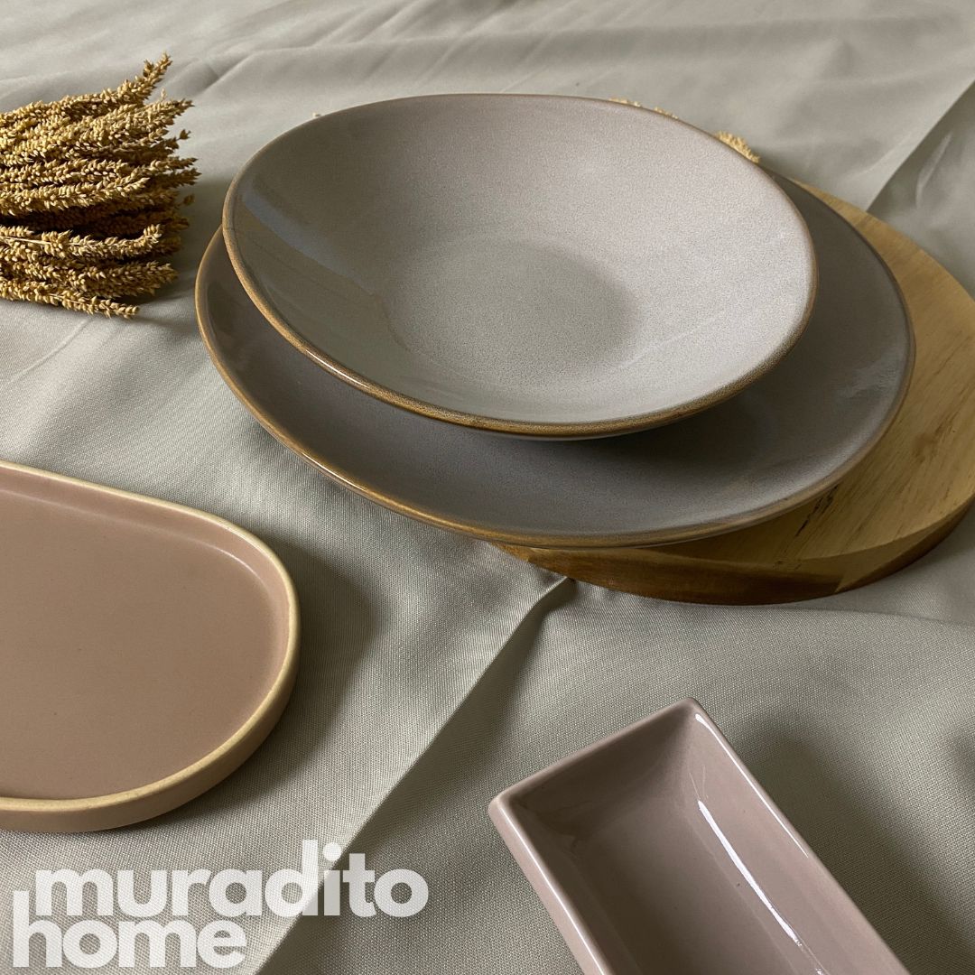 Stoneware Salad Bowl & Dinner Plate 8.7-11.5 inches