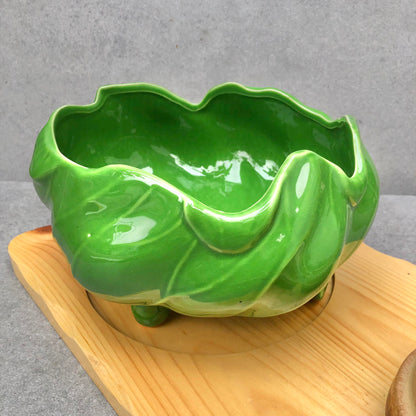MURADITOHOME Lotus Serving Set Wood 15.5 inch bowl 7.5x4.5 inch