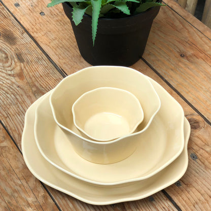 Lori Cream Plate 10.75  Lori Cream Plate 9x2 Lori Cream Bowl 5.75x3.25 Lori Cream, Bowl 4x2