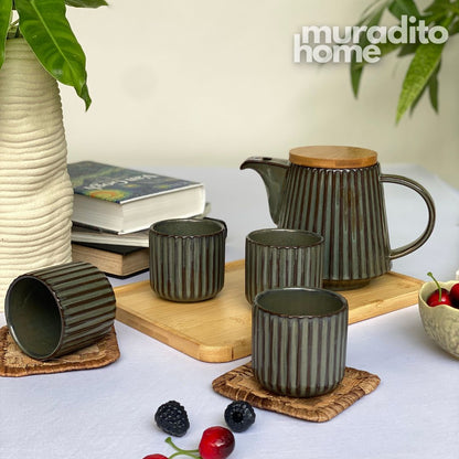 MURADITOHOME Moriko Teapot Set 800ml and 4 Cups 200 ml