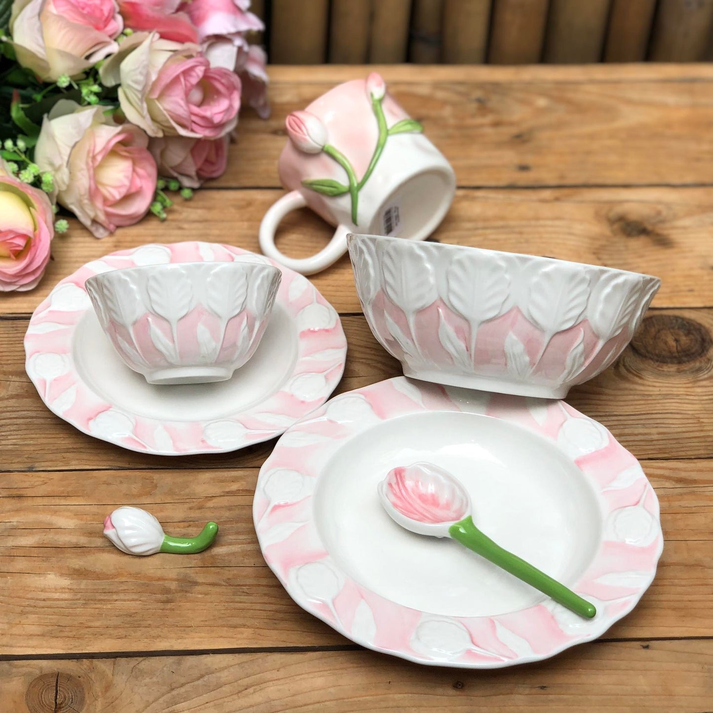 Maria Pink Ceramic Dinnerware Plate Collection