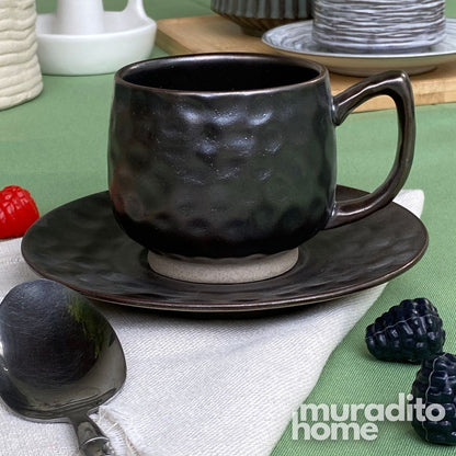MURADITOHOME Torno Glaze Stoneware Cup and Saucer