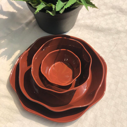 Lori Plate Orange 10.75 inch Lori Plate Orange 9x2 Lori Bowl Orange 5.75x3.25 Lori Bowl Orange 4x2