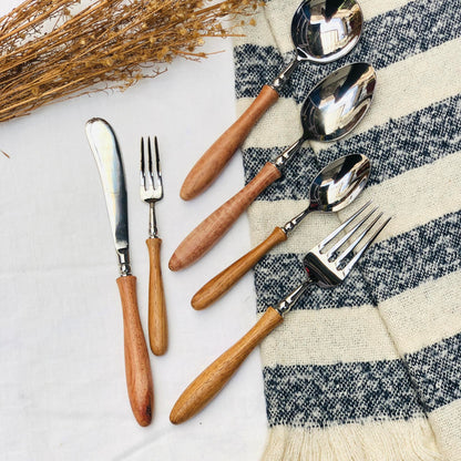Doris 6 pcs Stainless Wooden Handle Cutlery Set