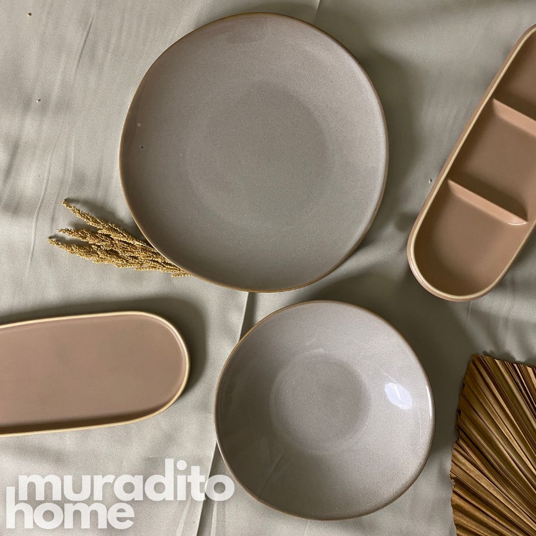 Stoneware Salad Bowl & Dinner Plate 8.7-11.5 inches
