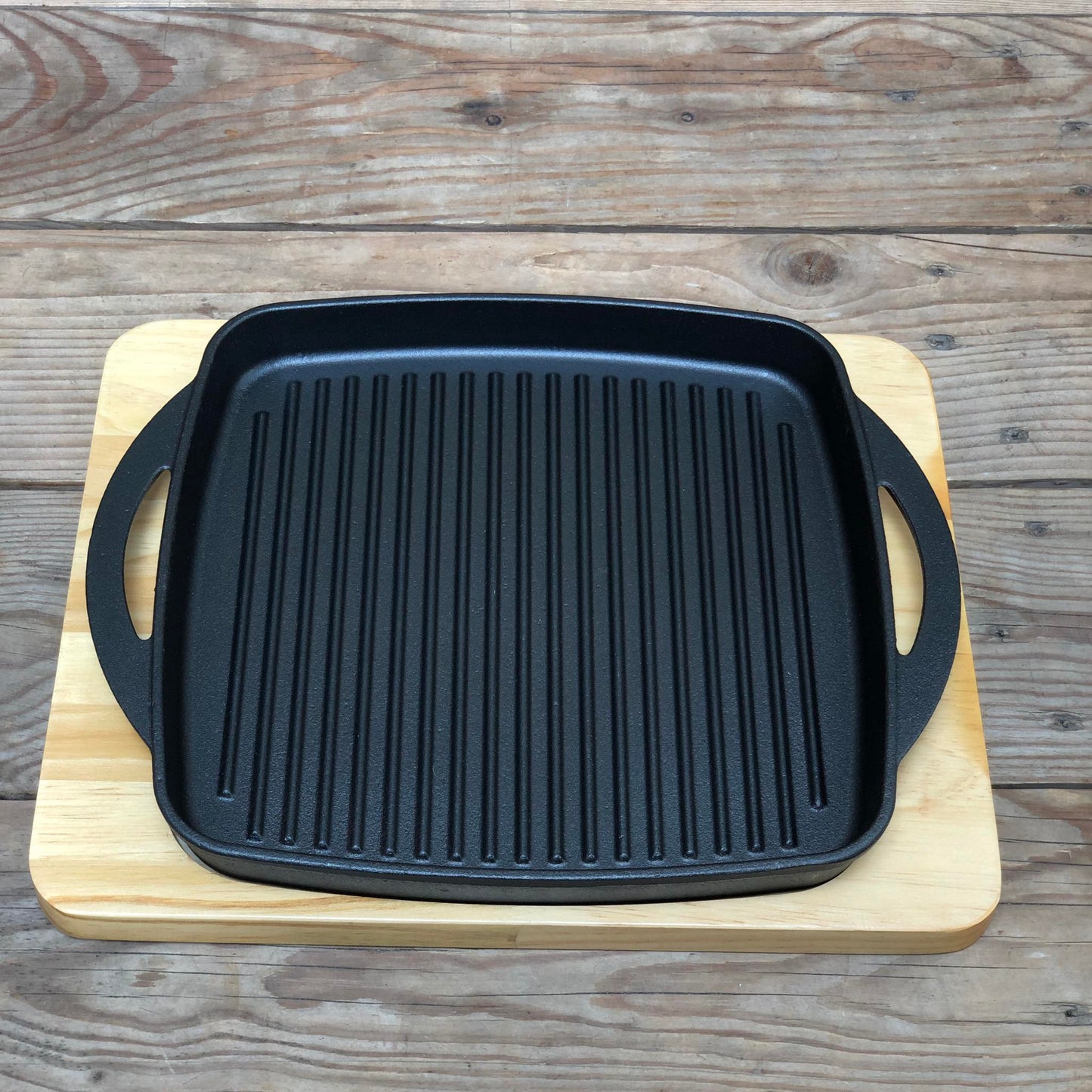 Square Grill Pan with Wood Holder 10 inch