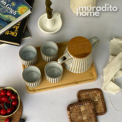 MURADITOHOME Pluma Teapot Set 800ml and 4 Cup 200 ml