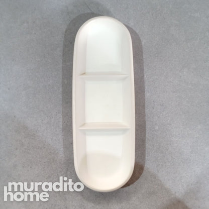Ceramic 3 slots Dish Plate 12.75x4.5 inch and Dipping Sauce Tray 11x4.75 inch