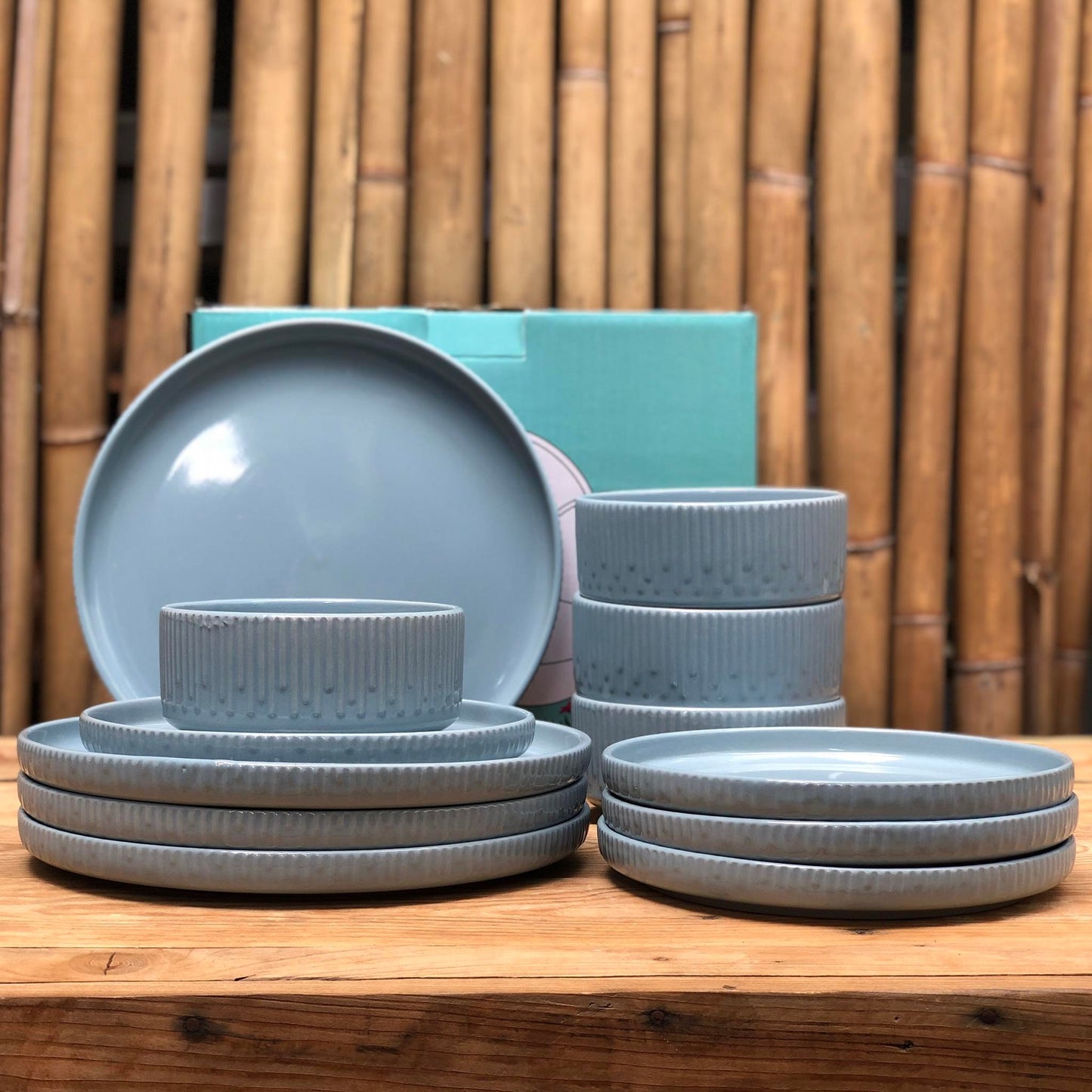 Larry 12 Pcs Set Stoneware(4pcs Dinner 10.5inch,Salad 8.25inch & Bowl 5.5x2.5inch)