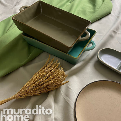 Ceramic Serving Dish with Handle 15x8x3 inches
