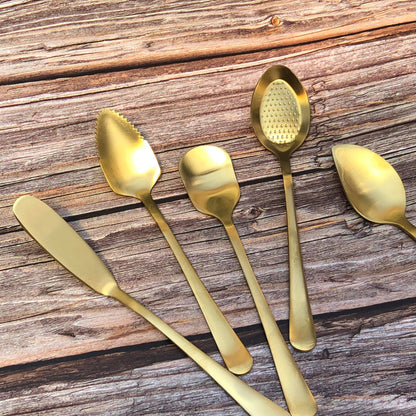 Keanu 5pcs Gold Spoon Stainless Cutlery Set