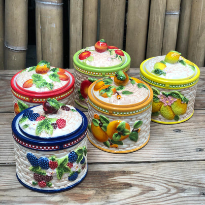 Fruit Ceramic Cannister Colorful 4x4.5 inch