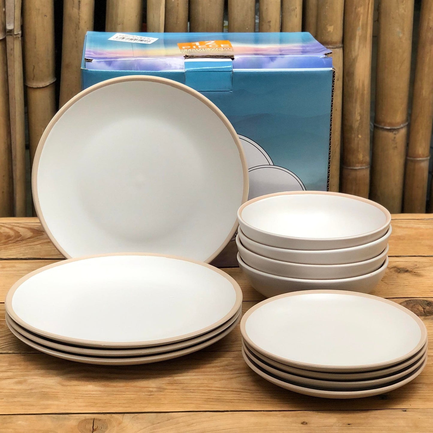 Michael 12 Pcs Set Stoneware(4pcs Dinner 10.5inch,Salad 7.5inch & Bowl 6x3.25inch)