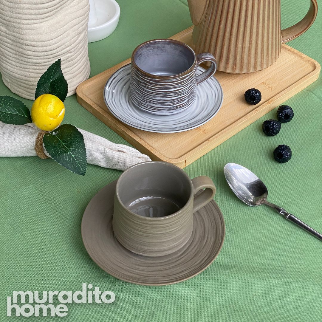 MURADITOHOME Lunava and Glazure Ceramic Cup and Saucer 250 ml