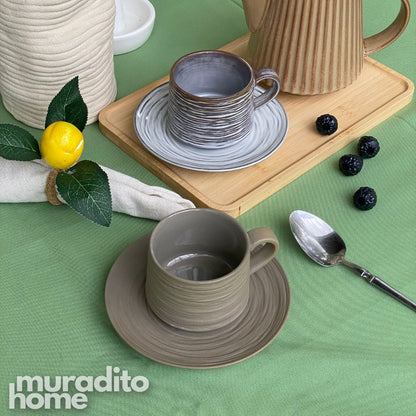 MURADITOHOME Lunava and Glazure Ceramic Cup and Saucer 250 ml