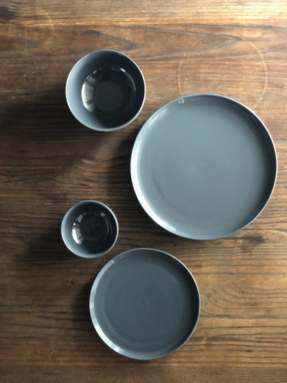 MURADITOHOME Grey Ceramic Dinner Plate, Salad Plate & Bowl Collection