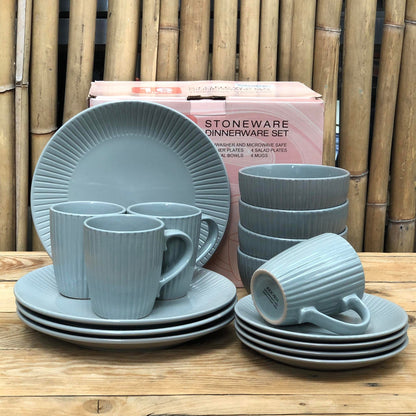 Russel 16pcs Set Stoneware(4pcsDinner10.75inch,4pcs Salad8inch,4pcs Bowl 5.75x3inch & 4pcsMug460 ml)