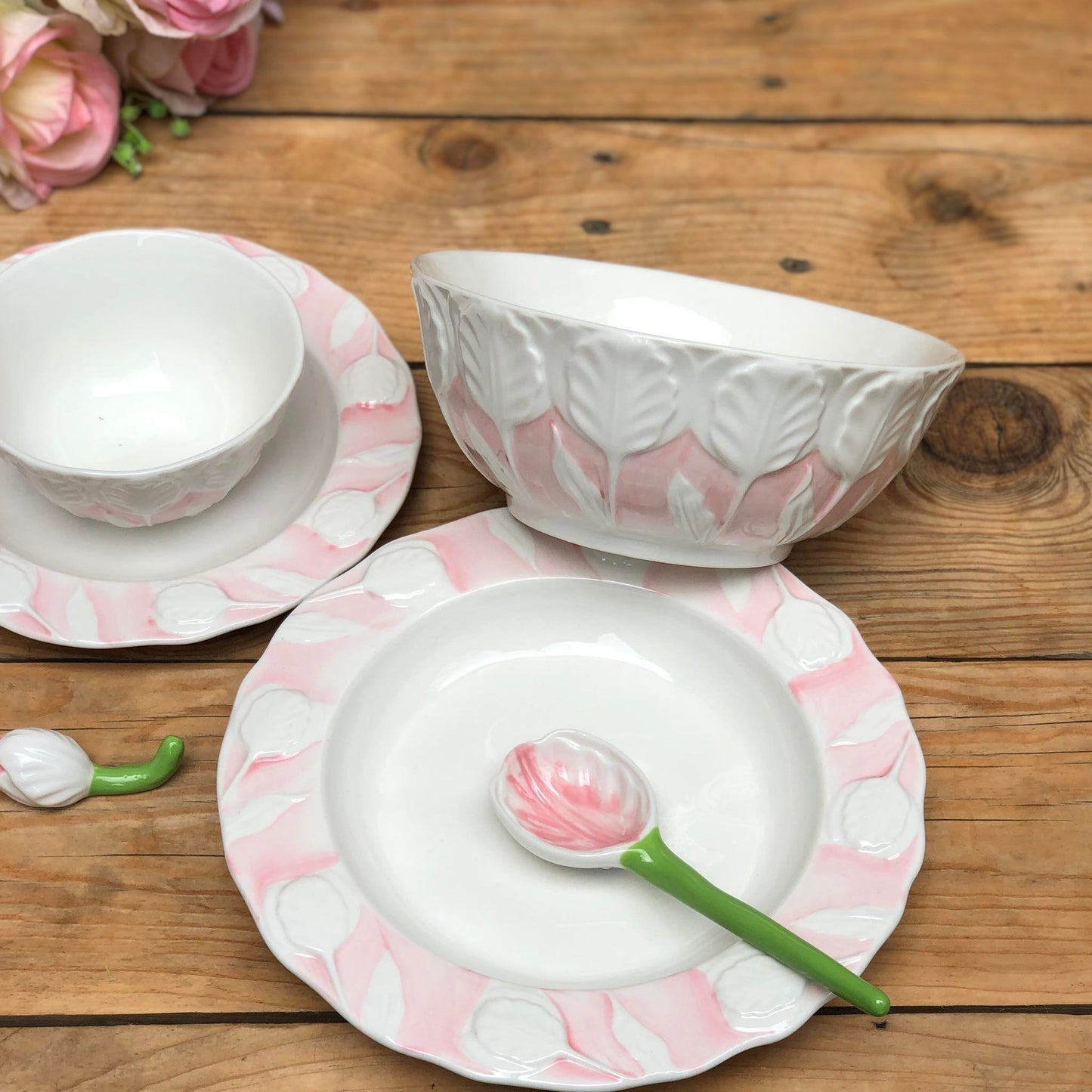 Maria Pink Ceramic Dinnerware Plate Collection