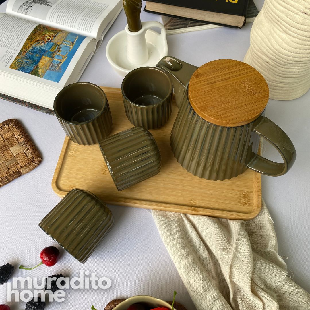 MURADITOHOME Tavari Teapot Set 800 ml and 4 Cuos 200 ml