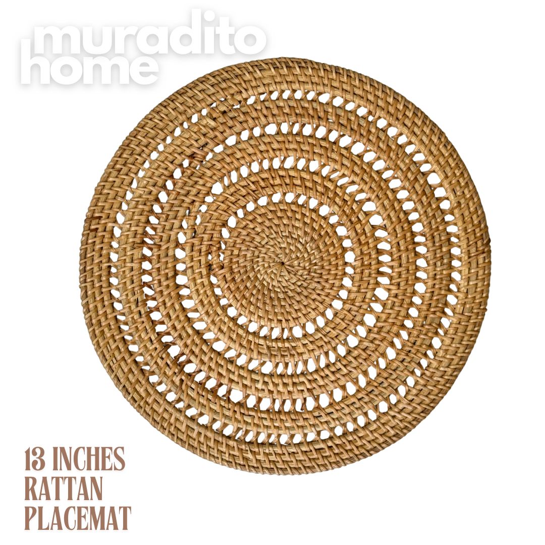 MURADITOHOME Luntian, Marikit & Tala  Local Rattan Placemats 13 inches Native