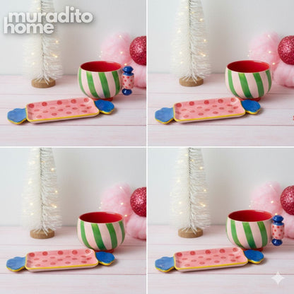 MURADITOHOME Caramella Ceramic Serving Tray and Mug Collection