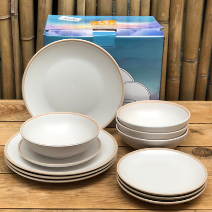 Michael 12 Pcs Set Stoneware(4pcs Dinner 10.5inch,Salad 7.5inch & Bowl 6x3.25inch)