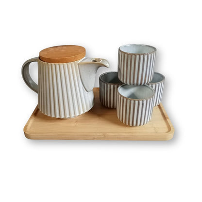 MURADITOHOME Pluma Teapot Set 800ml and 4 Cup 200 ml