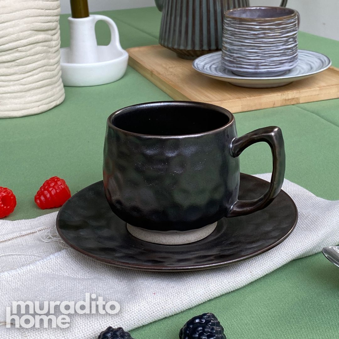 MURADITOHOME Torno Glaze Stoneware Cup and Saucer