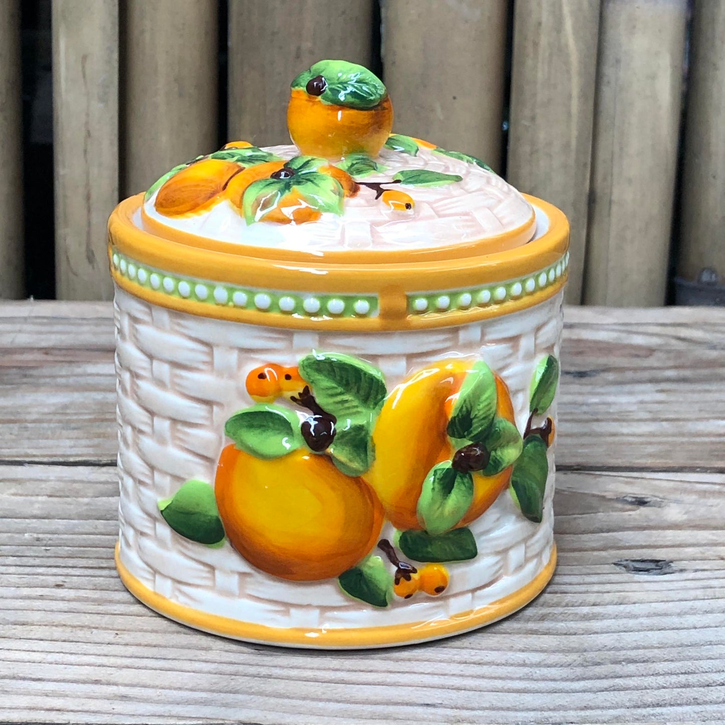 Fruit Ceramic Cannister Colorful 4x4.5 inch