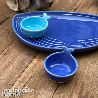 MURADITOHOME Whale Ceramic Plate and Dipping Sauce Collection
