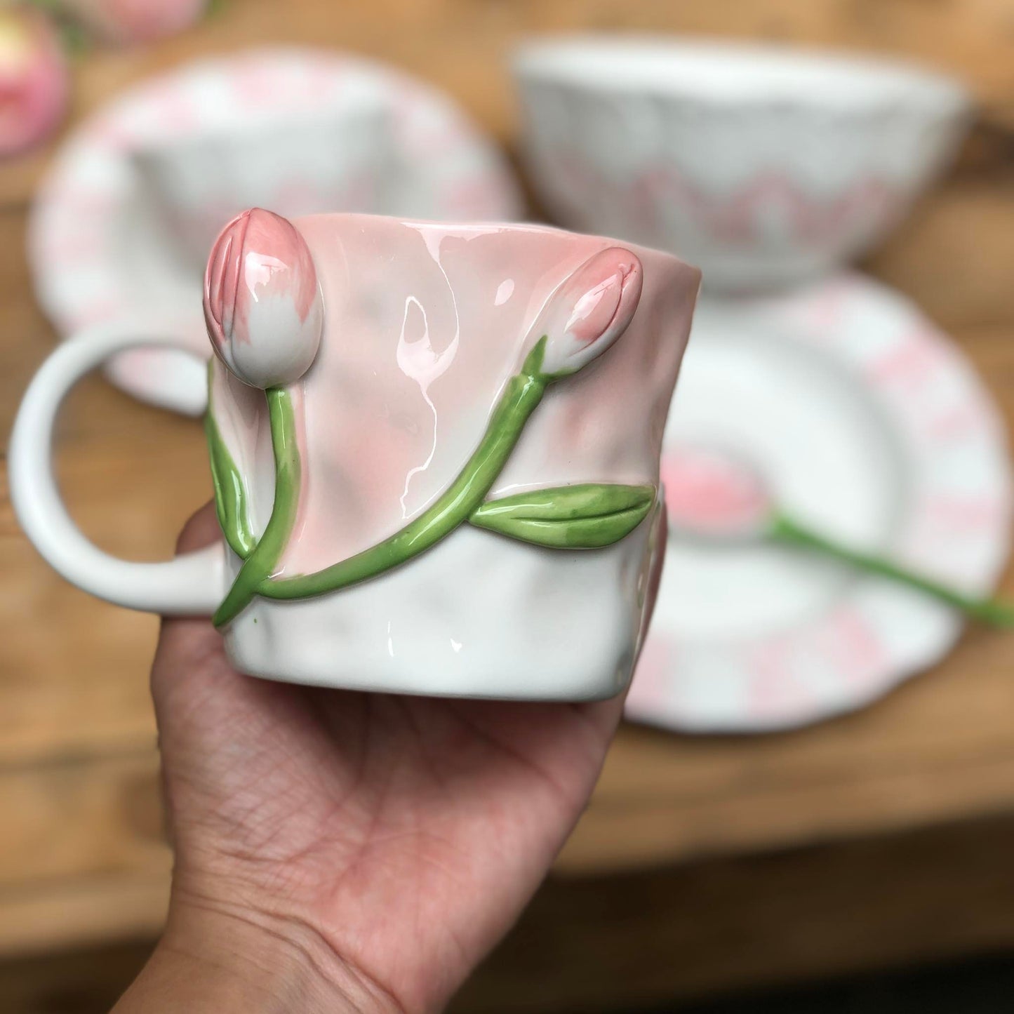 Maria Pink Ceramic Dinnerware Plate Collection