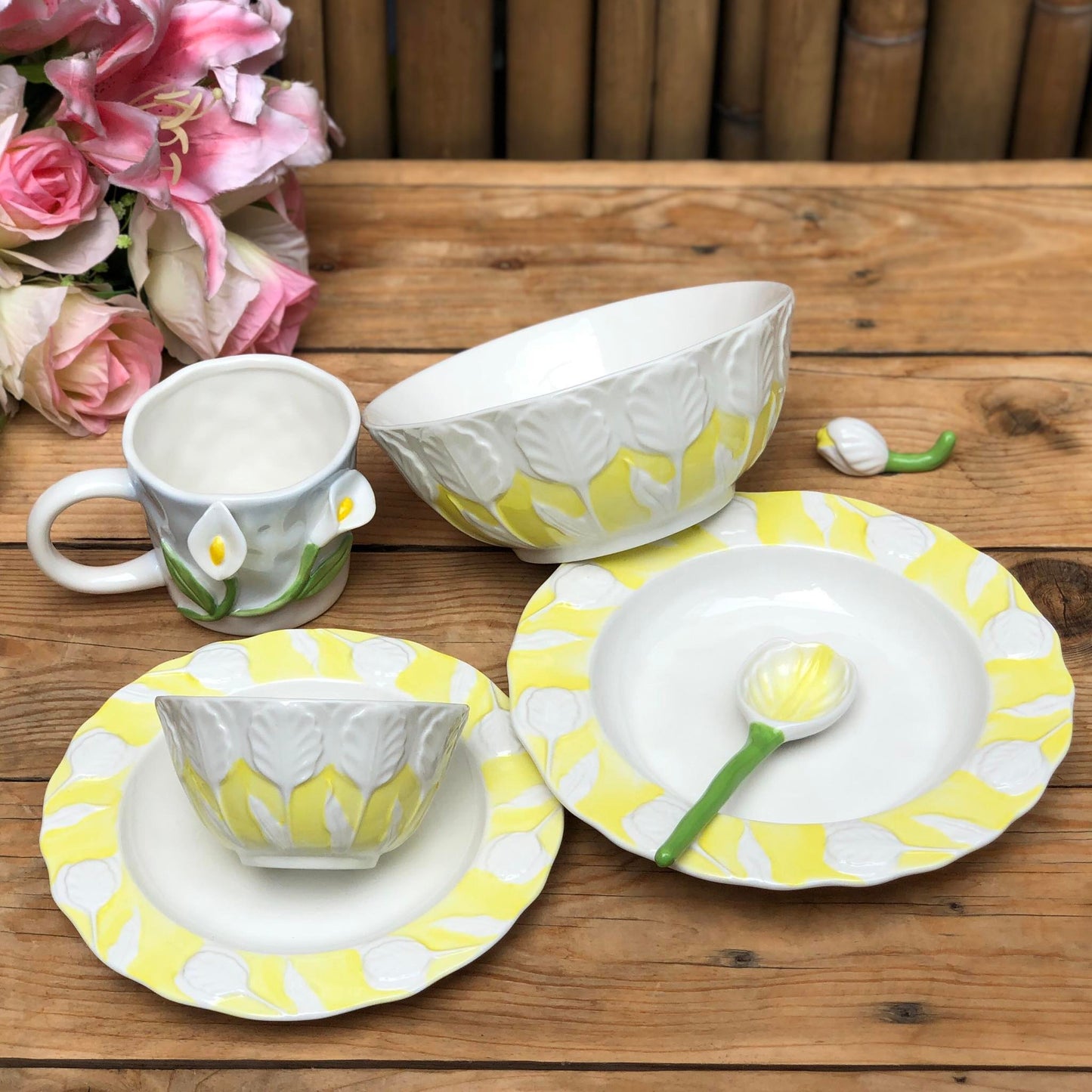 Maria Yellow Ceramic Dinnerware Collection