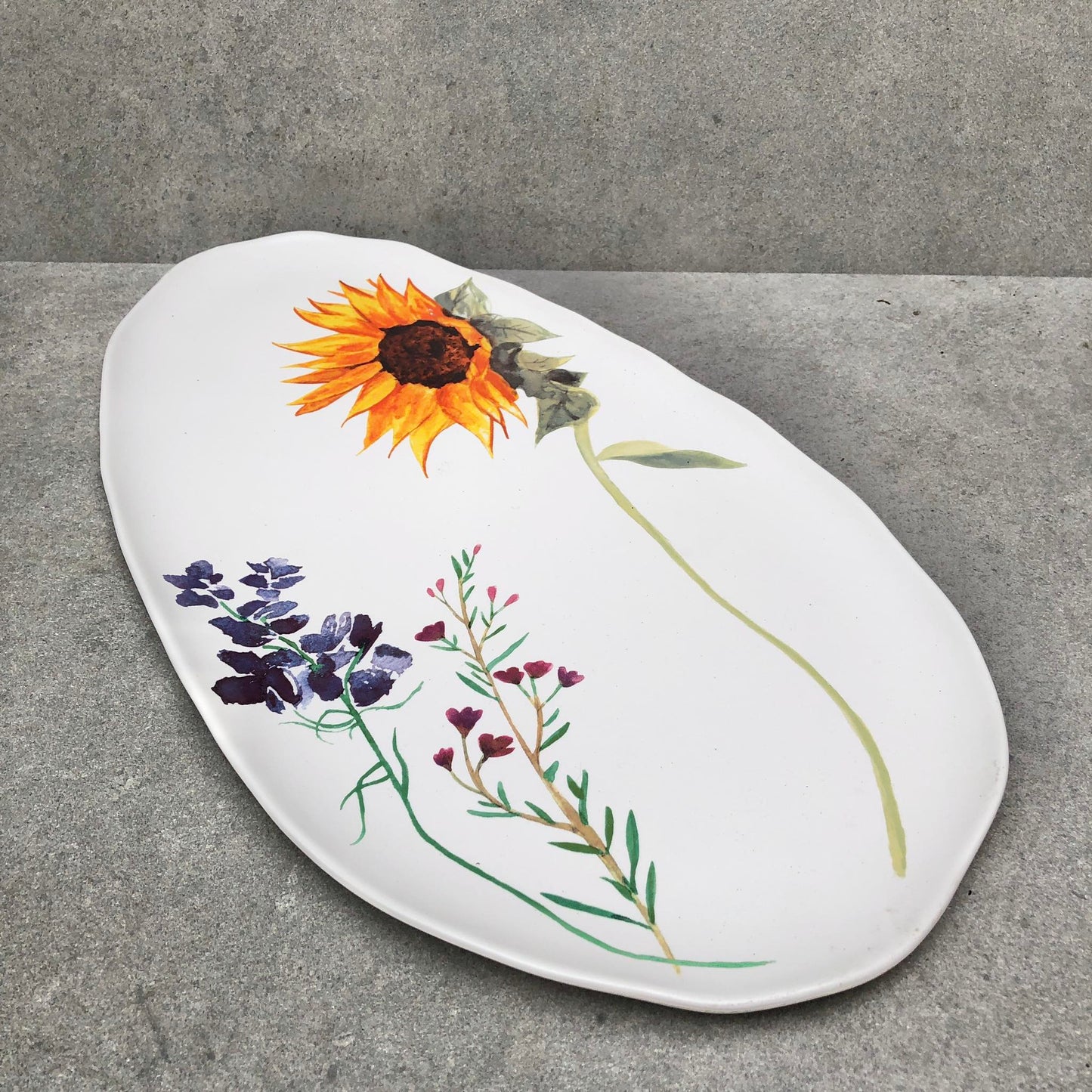 MURADITOHOME Sunflower Oval Serving Plate 18.5x9.5 inch
