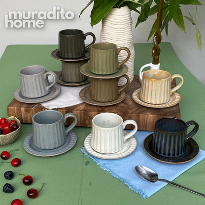 MURADITOHOME Kivra Stoneware Cup and Saucer Collection