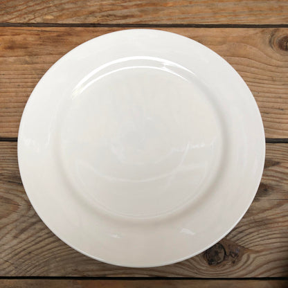 Round Plain White Ceramic Dinnerware Collection