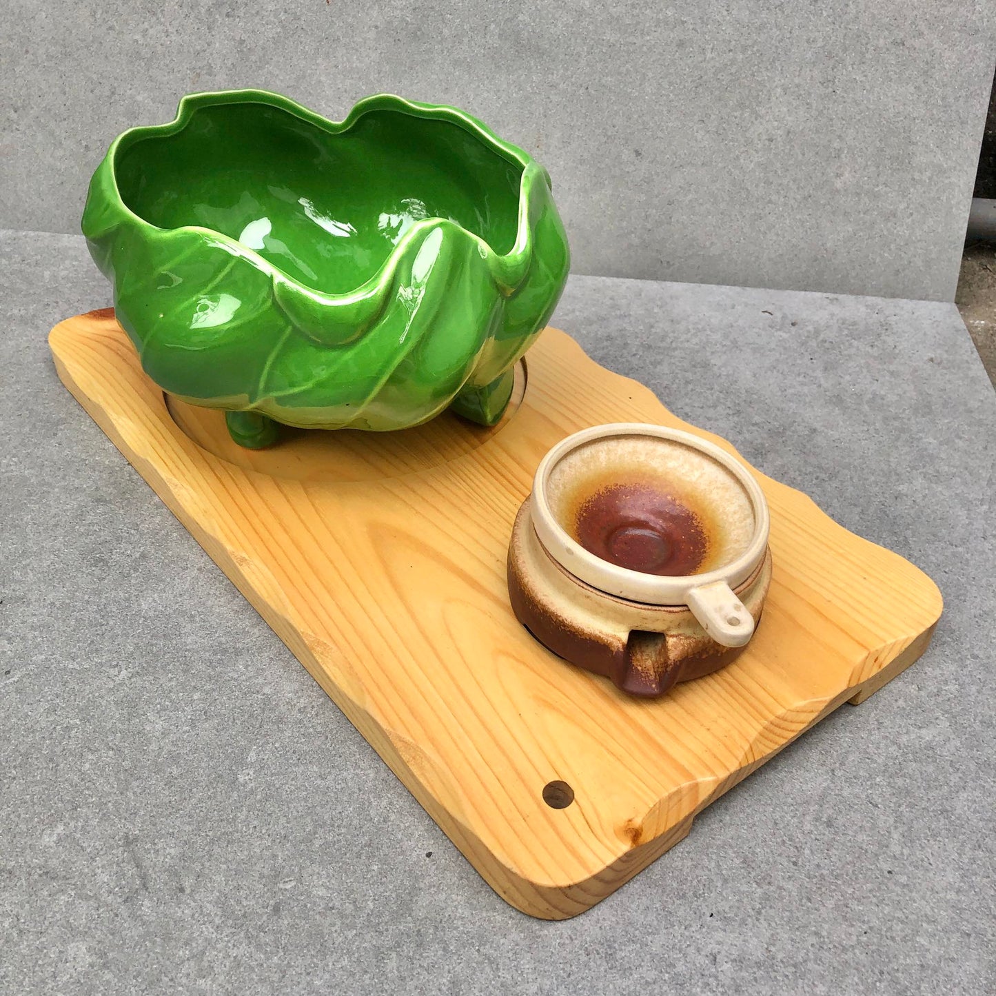 MURADITOHOME Lotus Serving Set Wood 15.5 inch bowl 7.5x4.5 inch