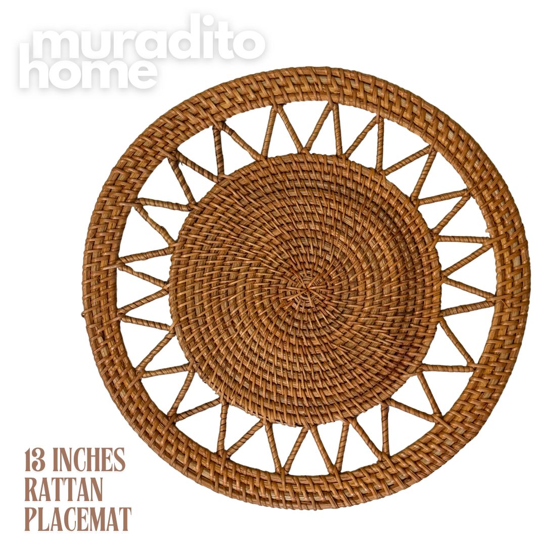 MURADITOHOME Luntian, Marikit & Tala  Local Rattan Placemats 13 inches Native