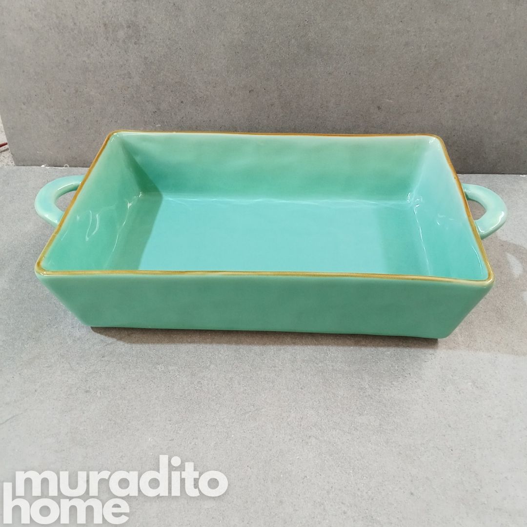 Ceramic Serving Dish with Handle 15x8x3 inches