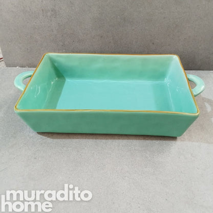 Ceramic Serving Dish with Handle 15x8x3 inches