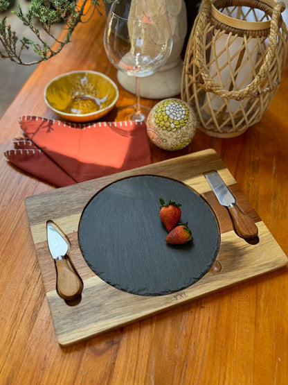 Lumira Cheese Board & Knives with Slate
