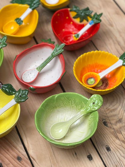 Fruit Ceramic Cereal Bowl with Teaspoon