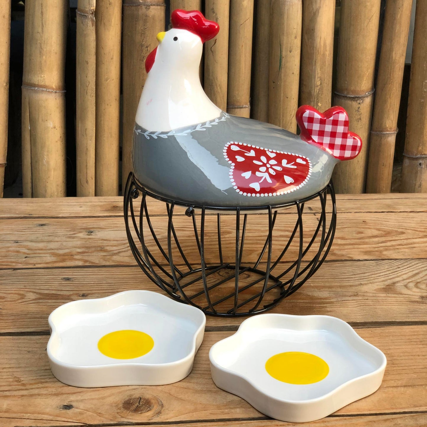 Hen Egg Container & Egg Shape Dessert Plate Collection