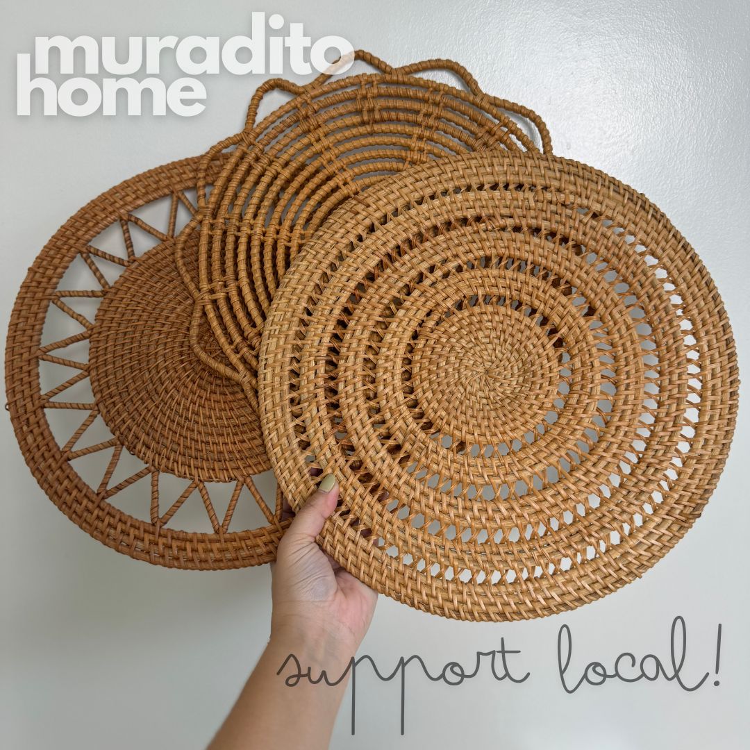 MURADITOHOME Luntian, Marikit & Tala  Local Rattan Placemats 13 inches Native